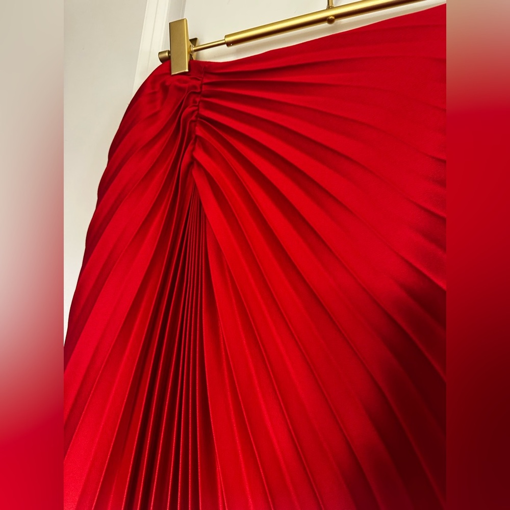 DKNY Vibrant Red A-Line Pleated Skirt - Picture 12 of 13